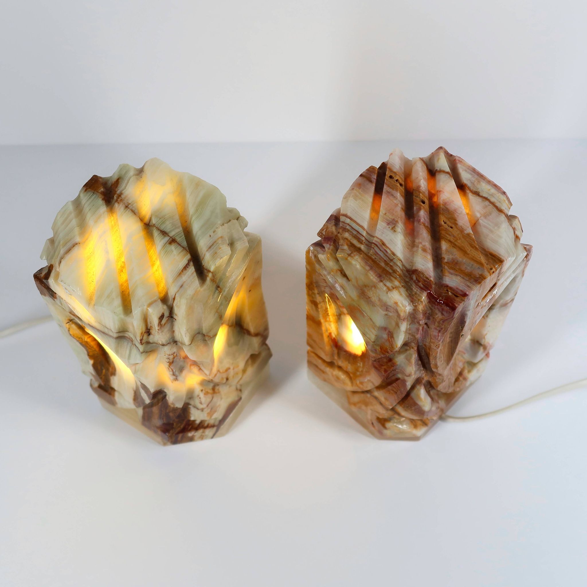 Paire de lampes de chevet en onyx