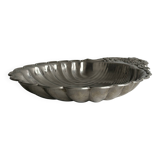 Large silver-plated metal dish, shell shape
