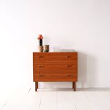 Vintage teak chest of drawers with three drawers