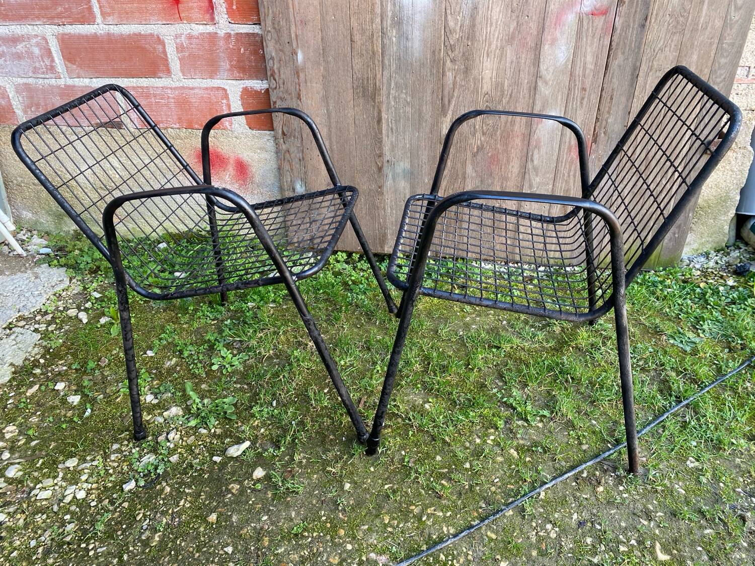 Pair of Antique EMU RIO Armchairs in Black Metal Vintage