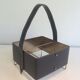Leather, brass and gold metal bottle holder
