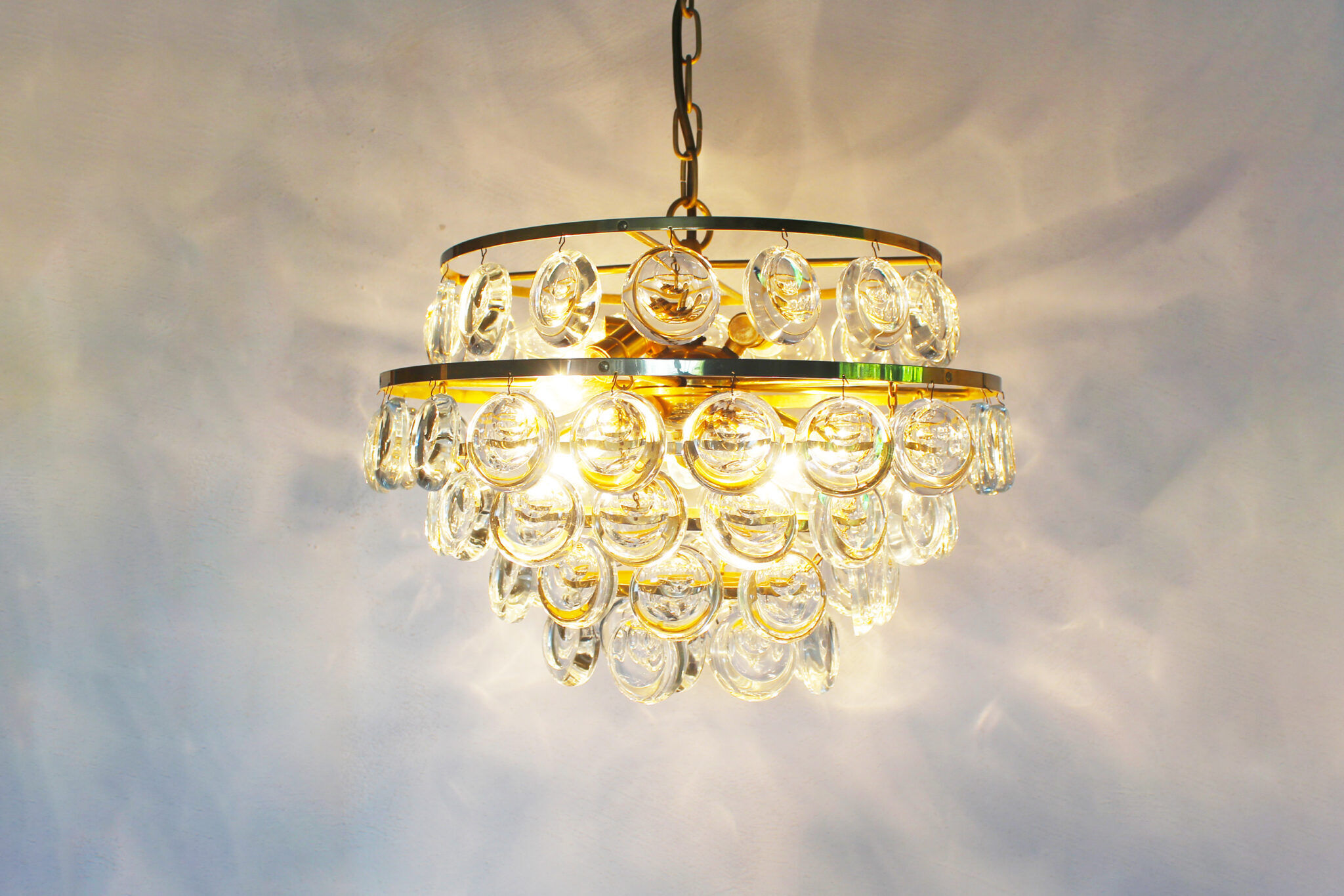 Stunning Crystal Glass and brass Chandelier by Palwa