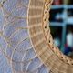 Round woven rattan wall mirror flower sun bohemian 80s signed Dillense