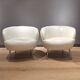 2 white leather armchairs, 1980s