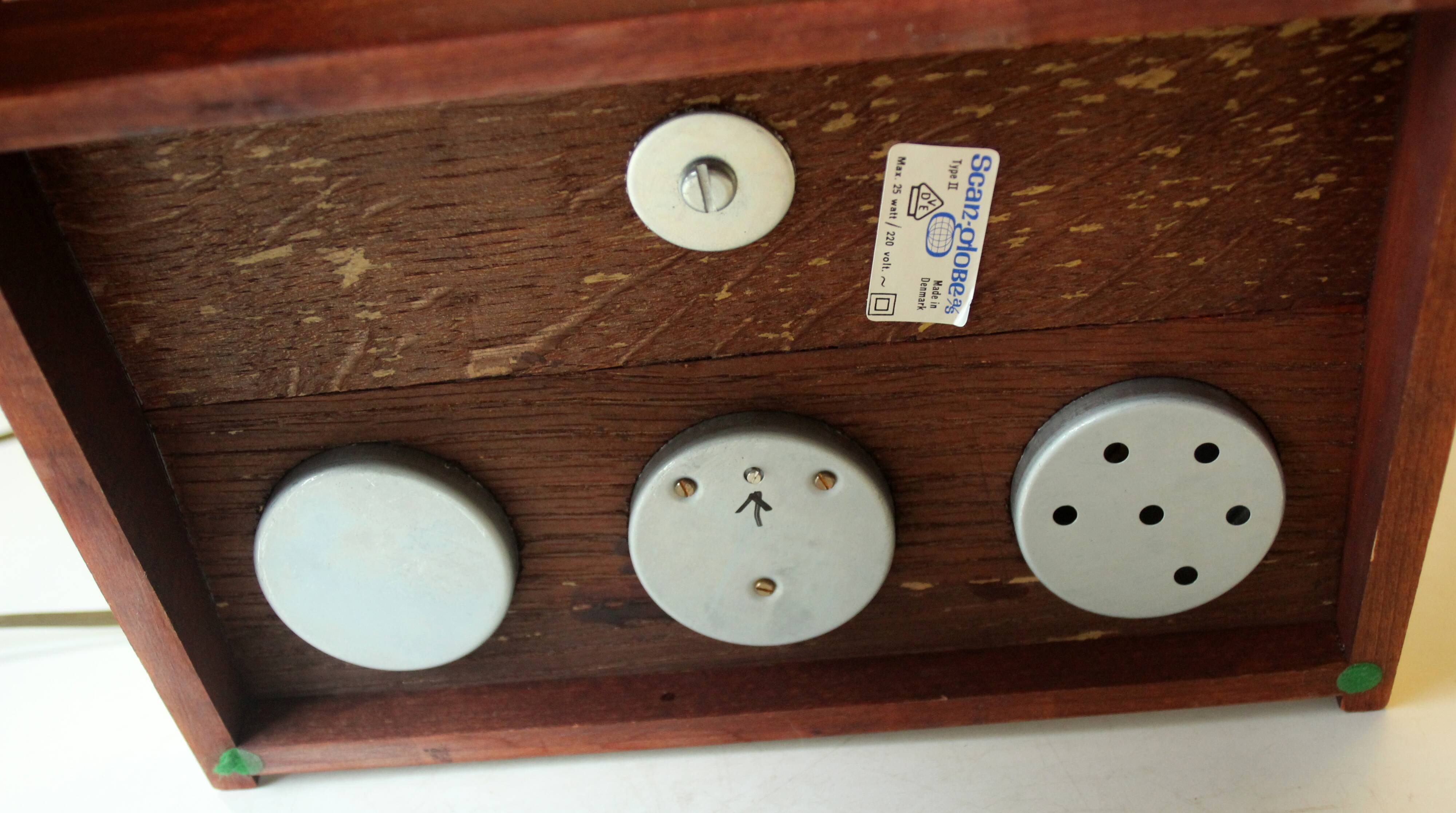 1980s danish illuminated globe (Scan-Globe) on a wooden foot with weather station