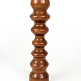 Set of 3 vintage candlesticks | Turned wood | Midcentury