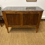 Commode de style Louis XVI marquetée – plateau marbre noir et blanc