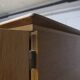 French wardrobe with tapered legs, 3 doors, 1 mirror (27*130), and 1 drawer.
