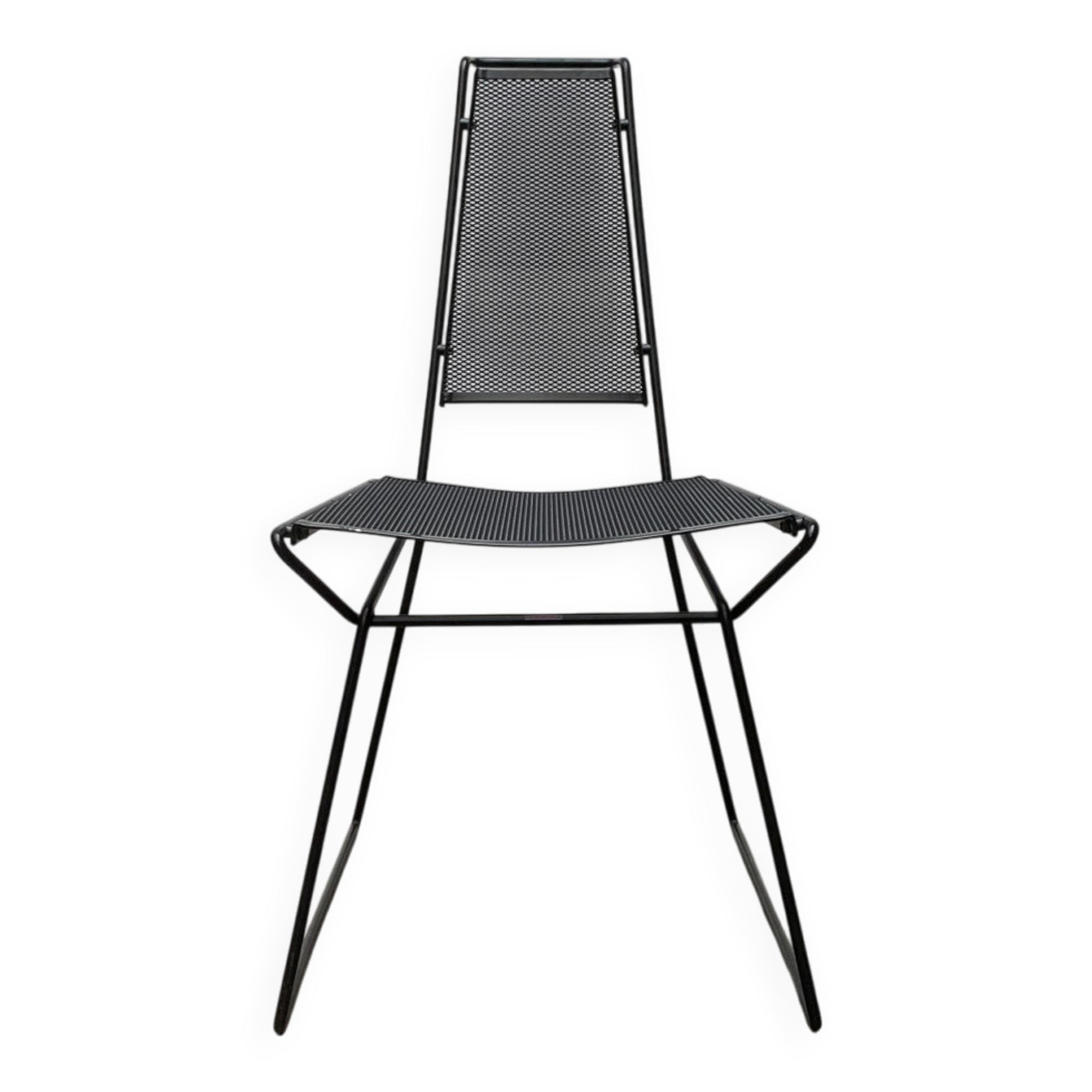 Set of vintage postmodern metal accent chairs by Rolf Rahmlow, 1980s.