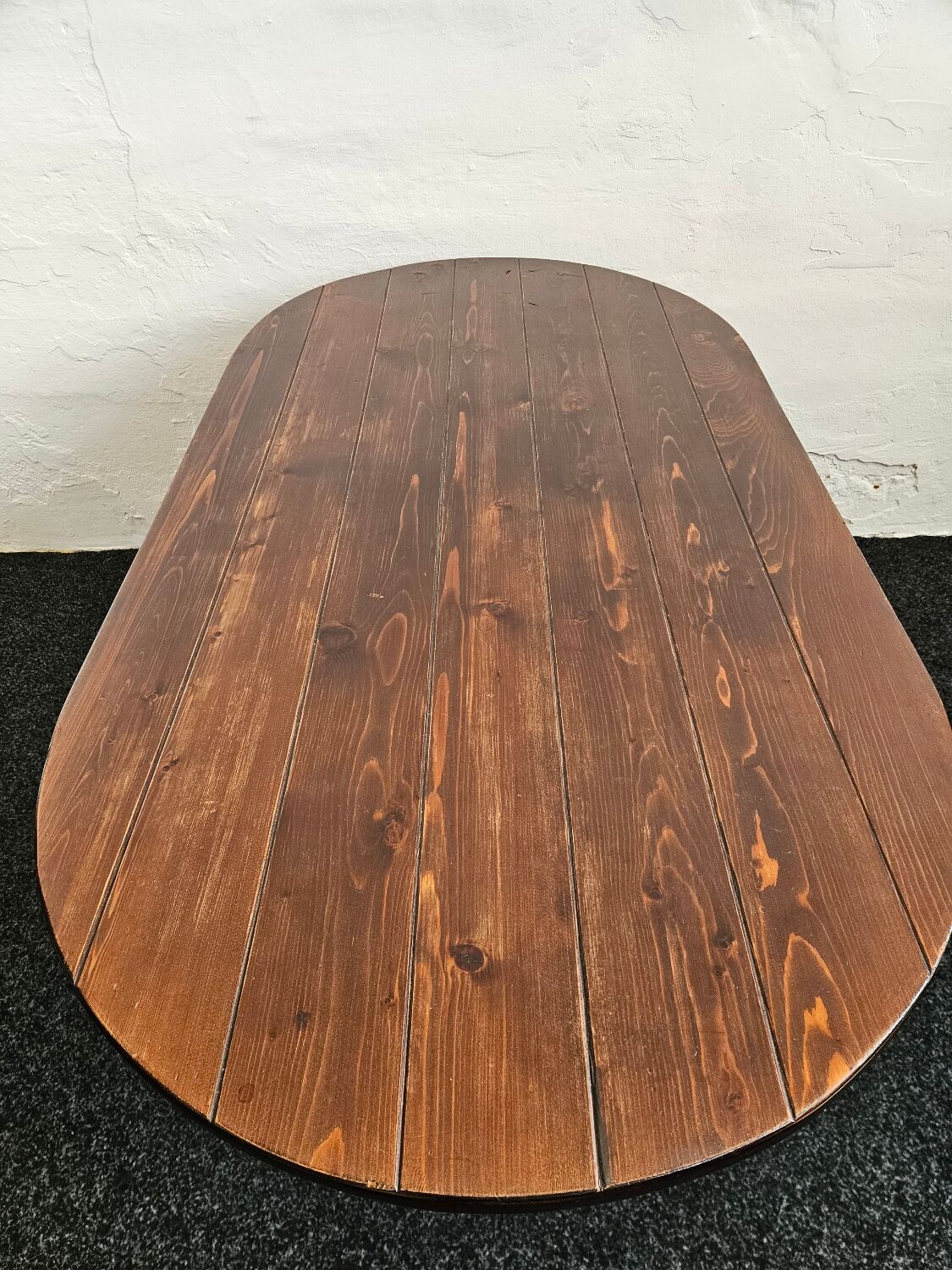 Stained Solid Larch Dining Table for Six by Mária Szedleczky, 1970s