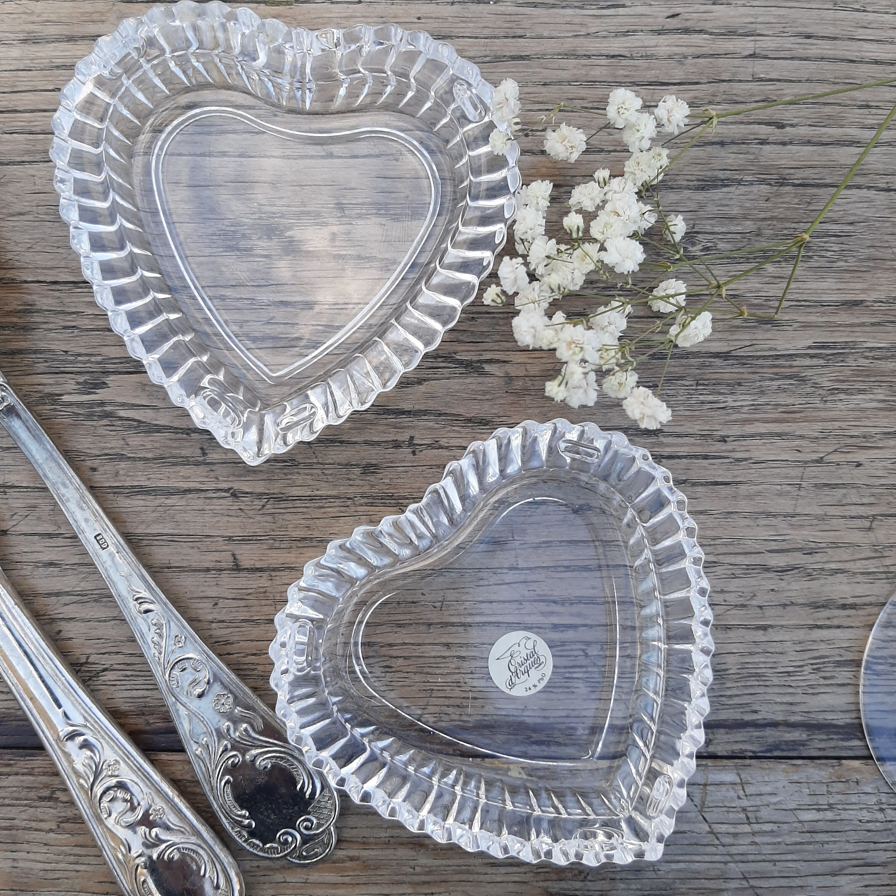 Vintage crystal heart cups