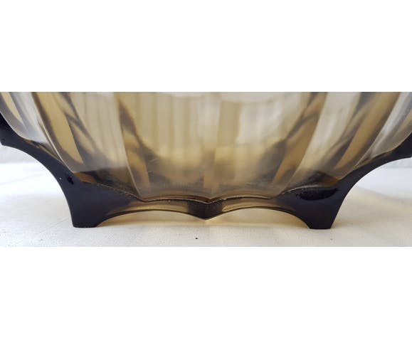 Art deco trinket bowl in smoked glass