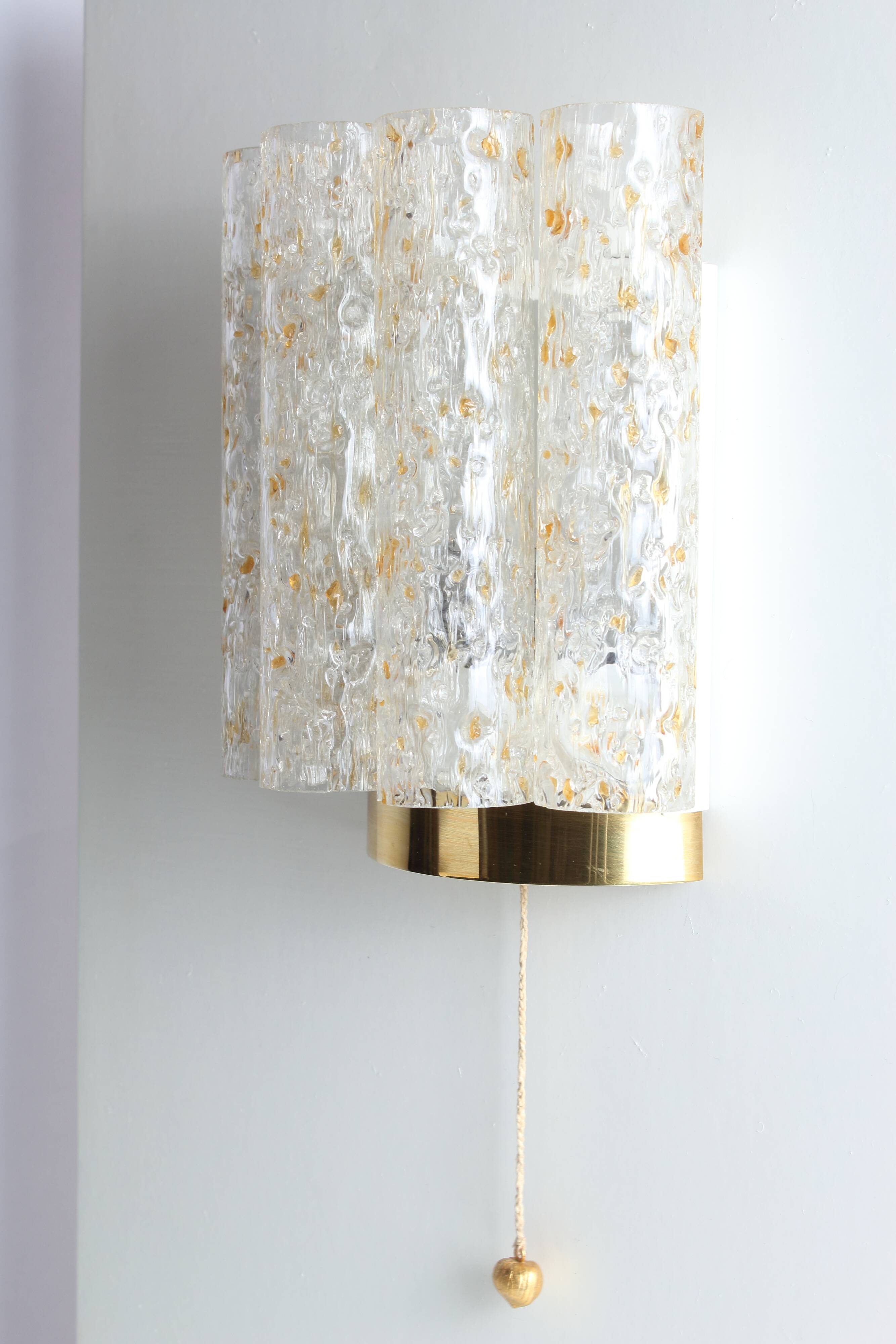 Gold metal and Murano glass wall light by DORIA, 1970s.