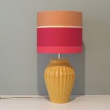 Ceramic table lamp with new handmade lampshade, France 1960