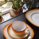 Vintage Iridescent Orange Tea and Dessert Set