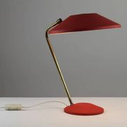 Red Shrink-Lacquered Brass Table Lamp, Germany, 1950s