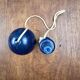 Antique navy blue wooden cup-and-ball toy – Vintage skill toy