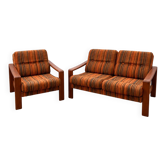 Vintage Scandinavian living room from the 1970s in teak and fabric.