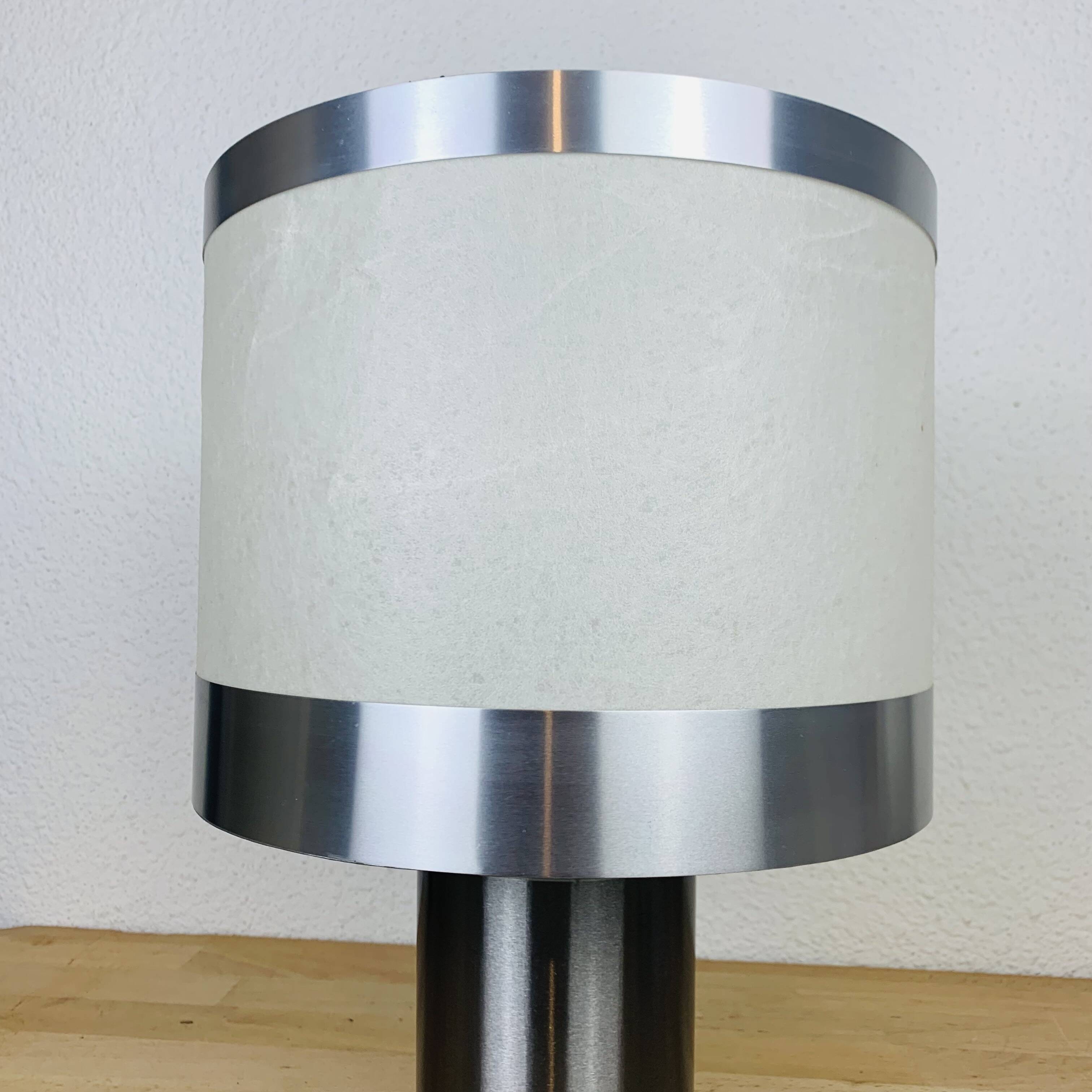 Reggiani cylinder lamp brushed metal 70s