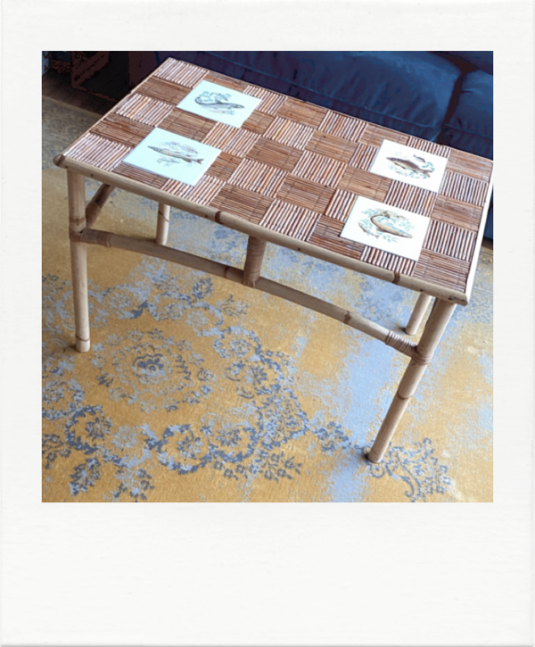 Table basse en rotin années 70