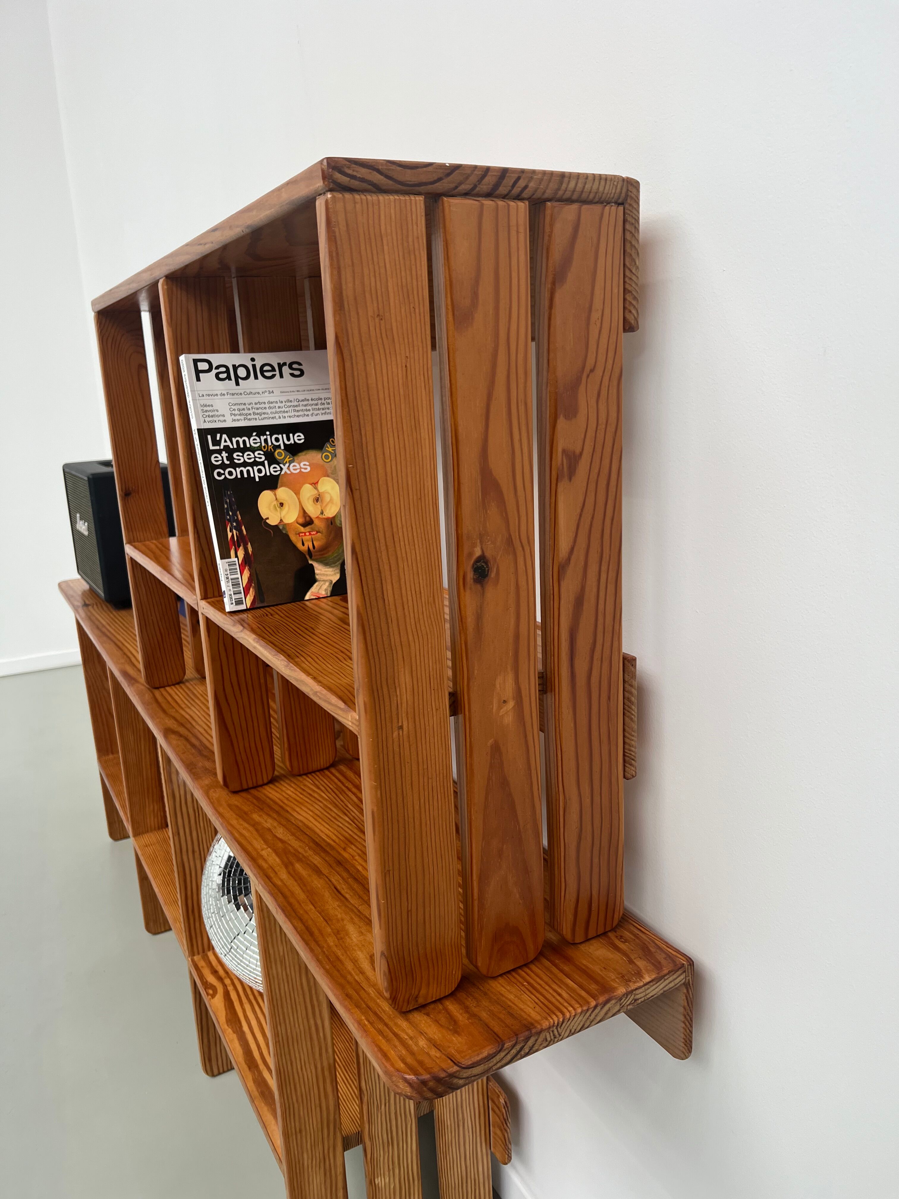Pair of modernist pine wall shelves, circa 1970
