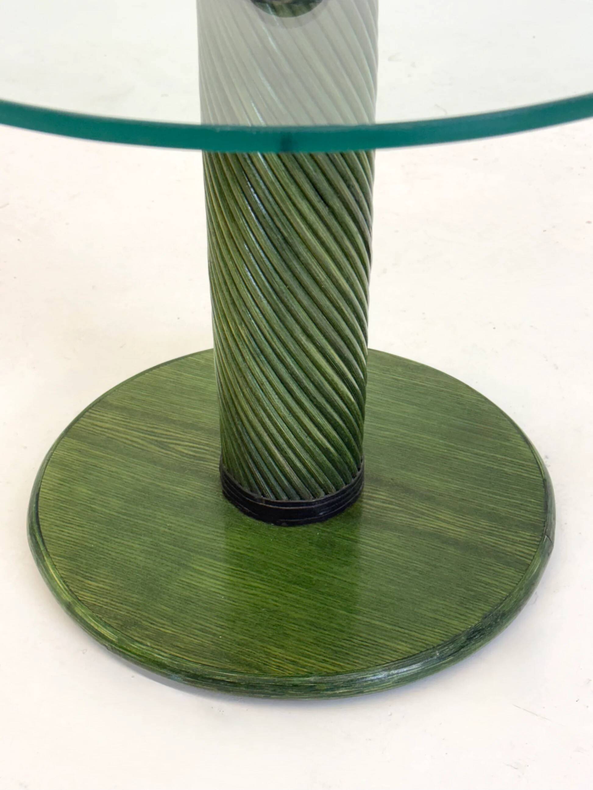 Italian side tables with bamboo base and glass top