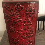 West Germany red ceramic vase 60s vintage