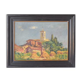 Landscape with village in golden light 'Sant Andreu de Salou'