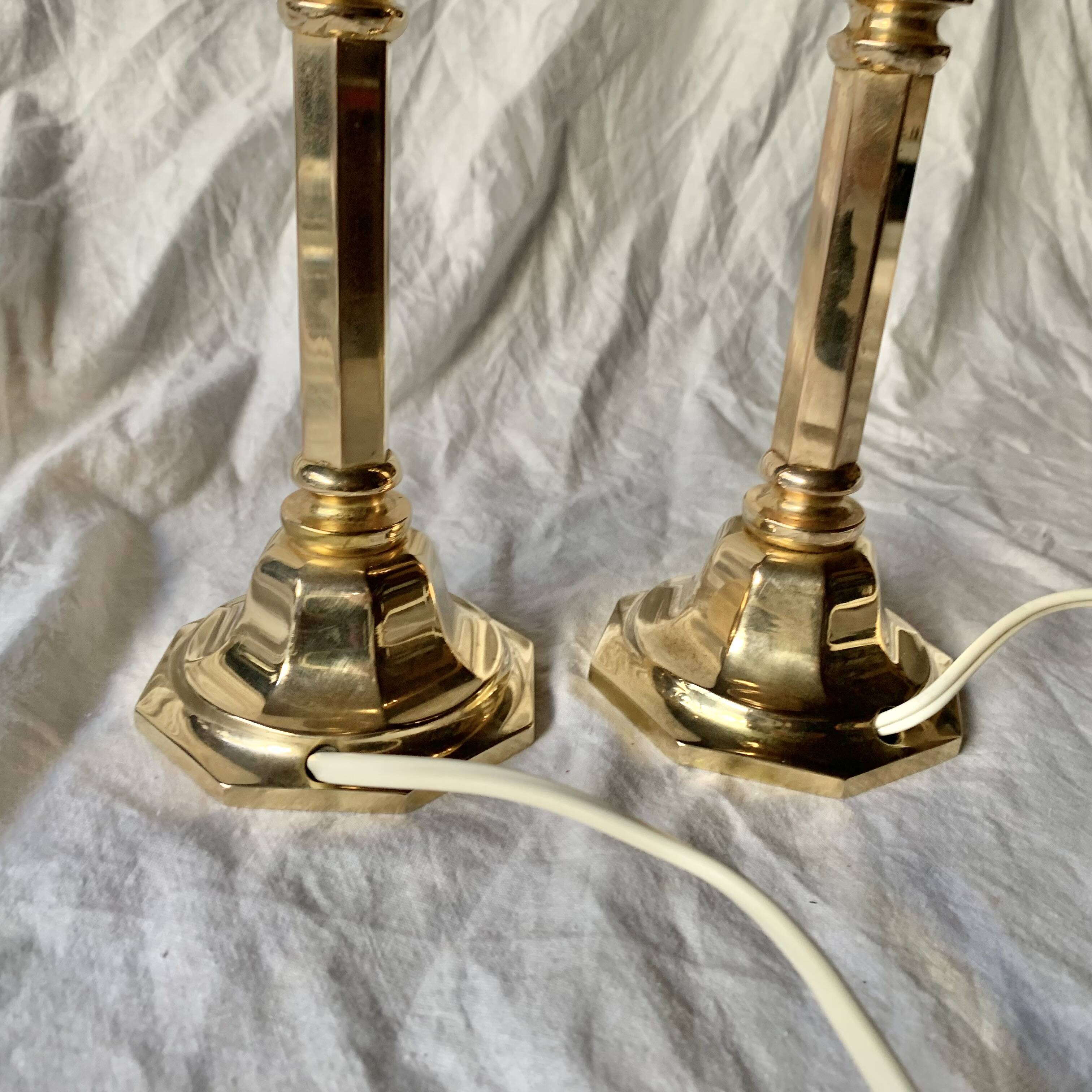 Pair of vintage brass lamp bases