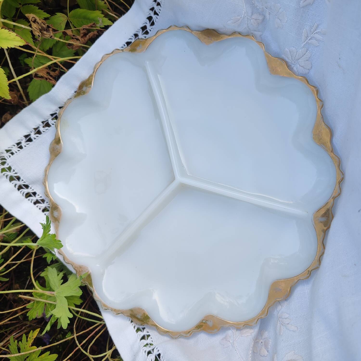 White opaline serving dish