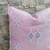 Handmade Moroccan silk cushion cover, cactus pattern
