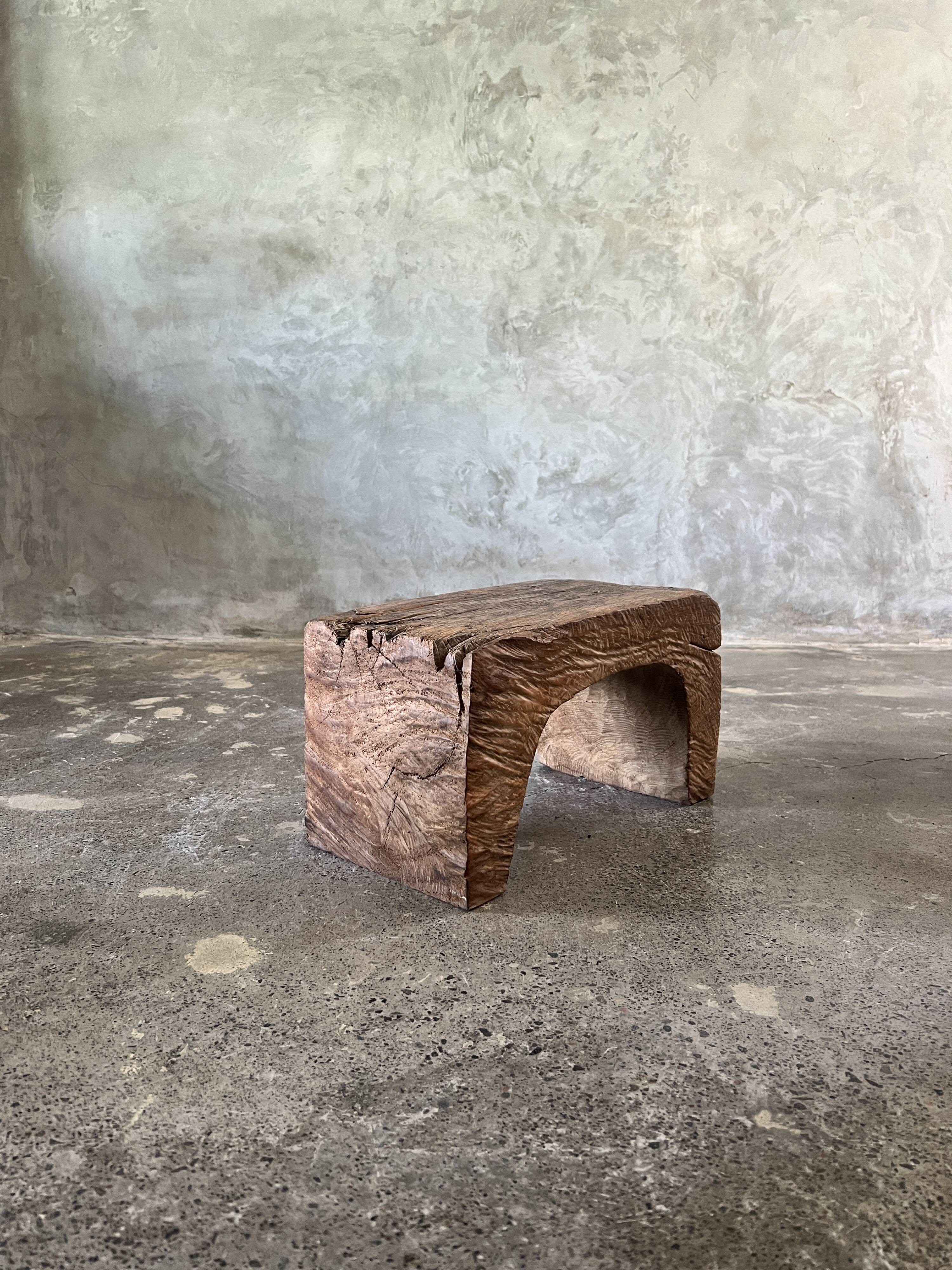 Low stool in old Asian monoxyl teak