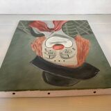 Tableau clown huile sur toile signée
