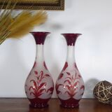 Paire de vases en verre