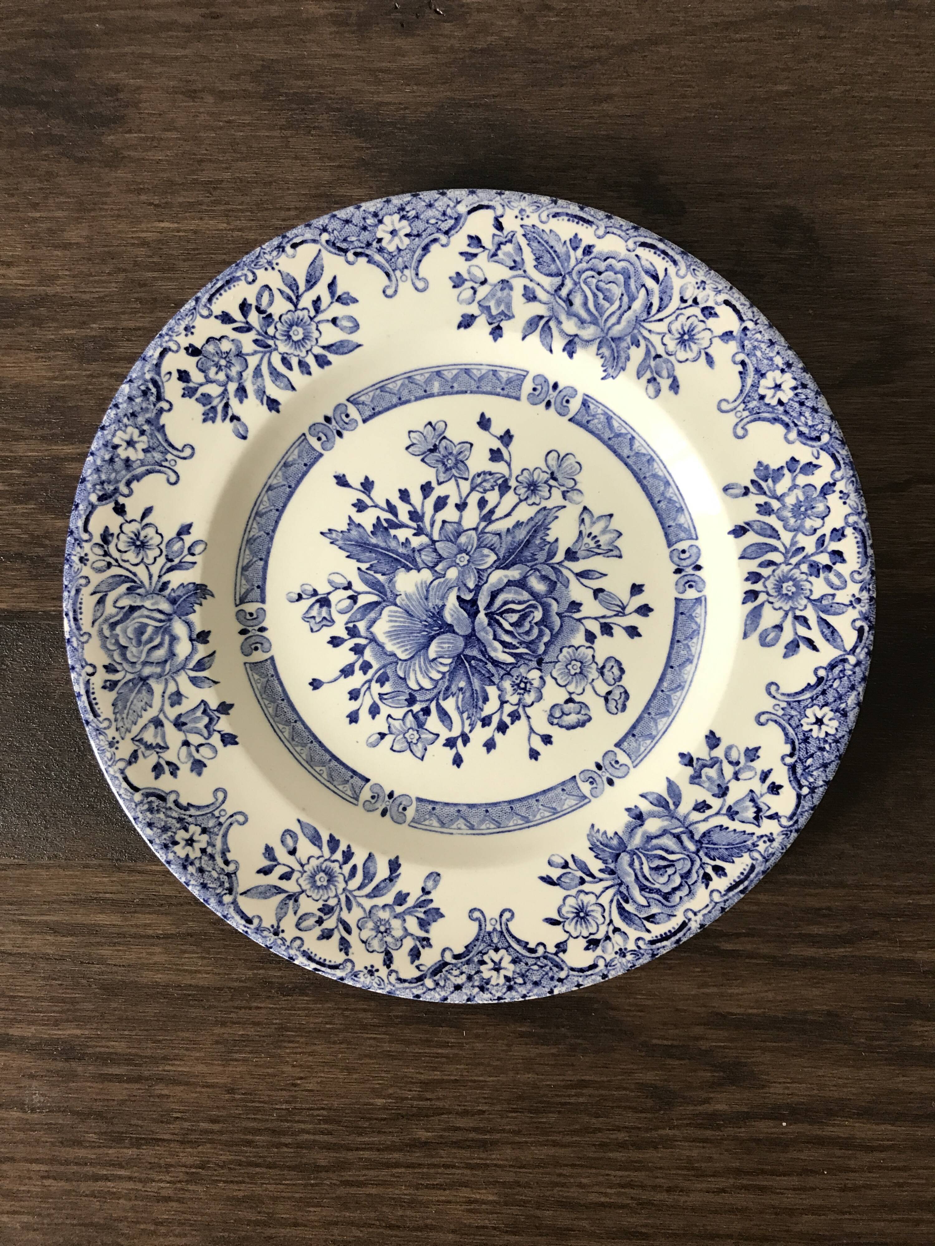 Set de 6 assiettes à dessert anglaises, en céramique ironstone, motifs fleurs