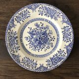 Set of 6 English dessert plates, in ironstone ceramic, flower patterns