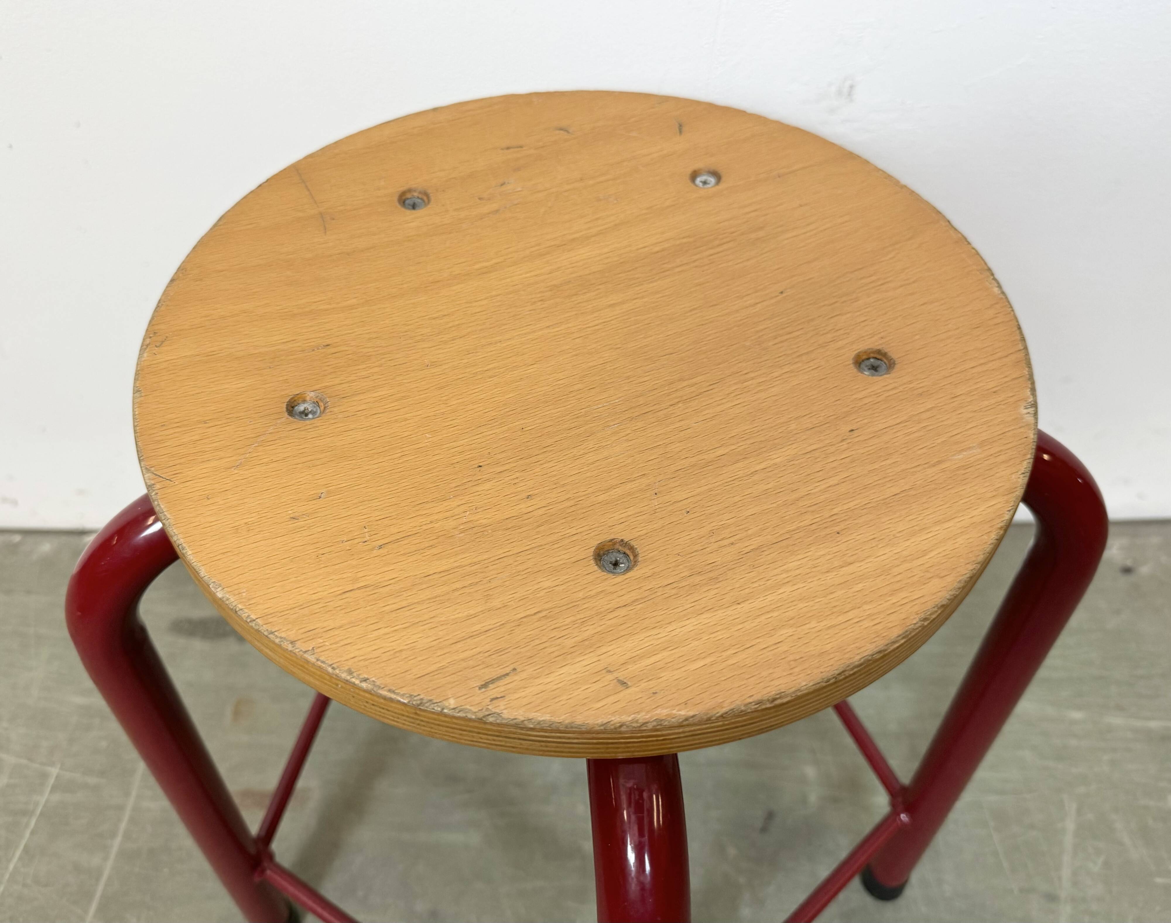 Vintage Industrial School Stool, 1970s