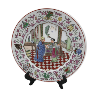 Antique plate chinese porcelain family pink