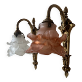 Pair of antique wall sconces in gilded bronze with glass tulips – Louis XVI style circa 1900 – superb
