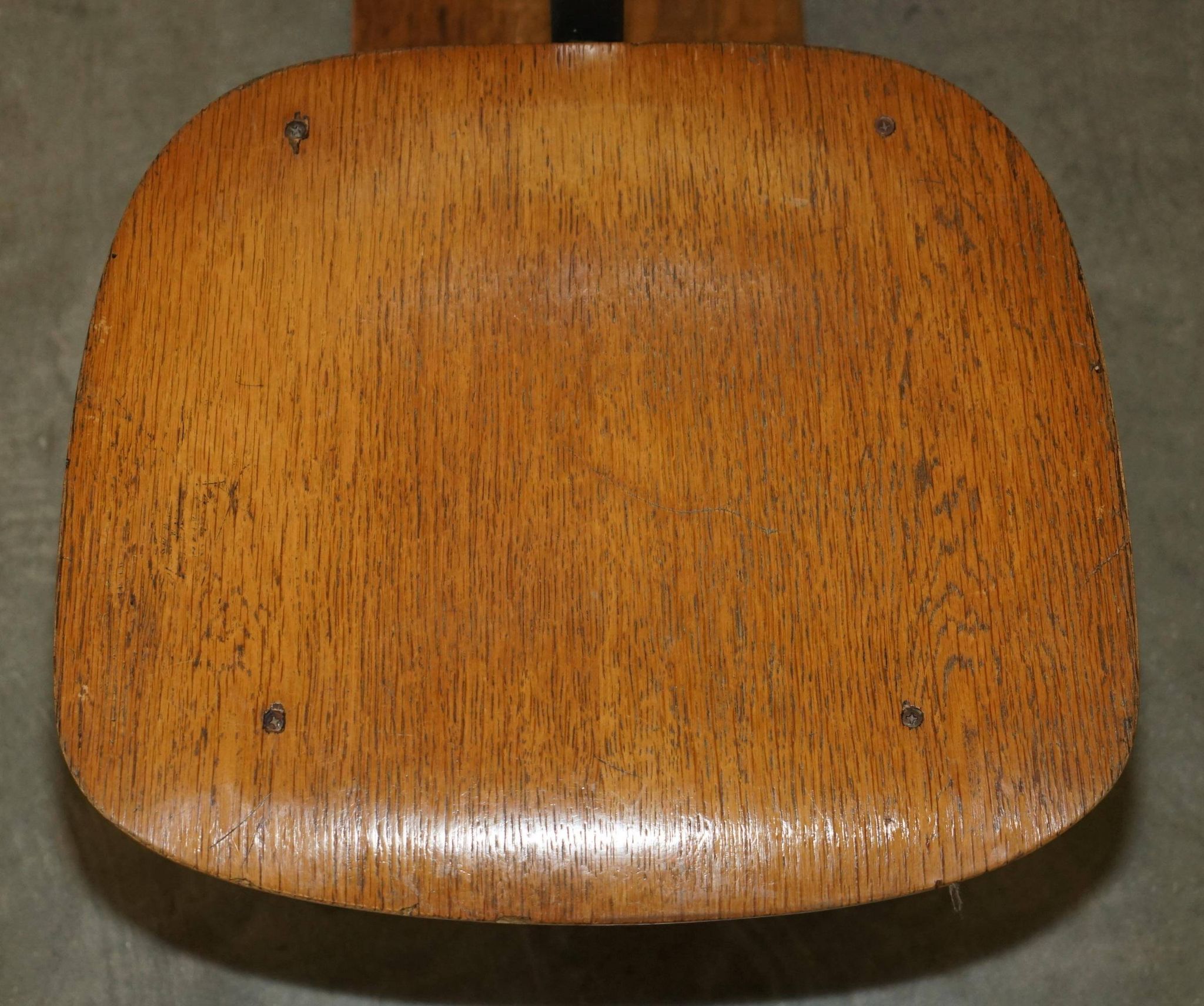 Six vintage mid-century modern folding stadium seats with new bases.