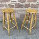 Paire de tabourets de bar bois 1960