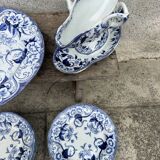 Antique Creil Montereau earthenware dinner service with Flora pattern