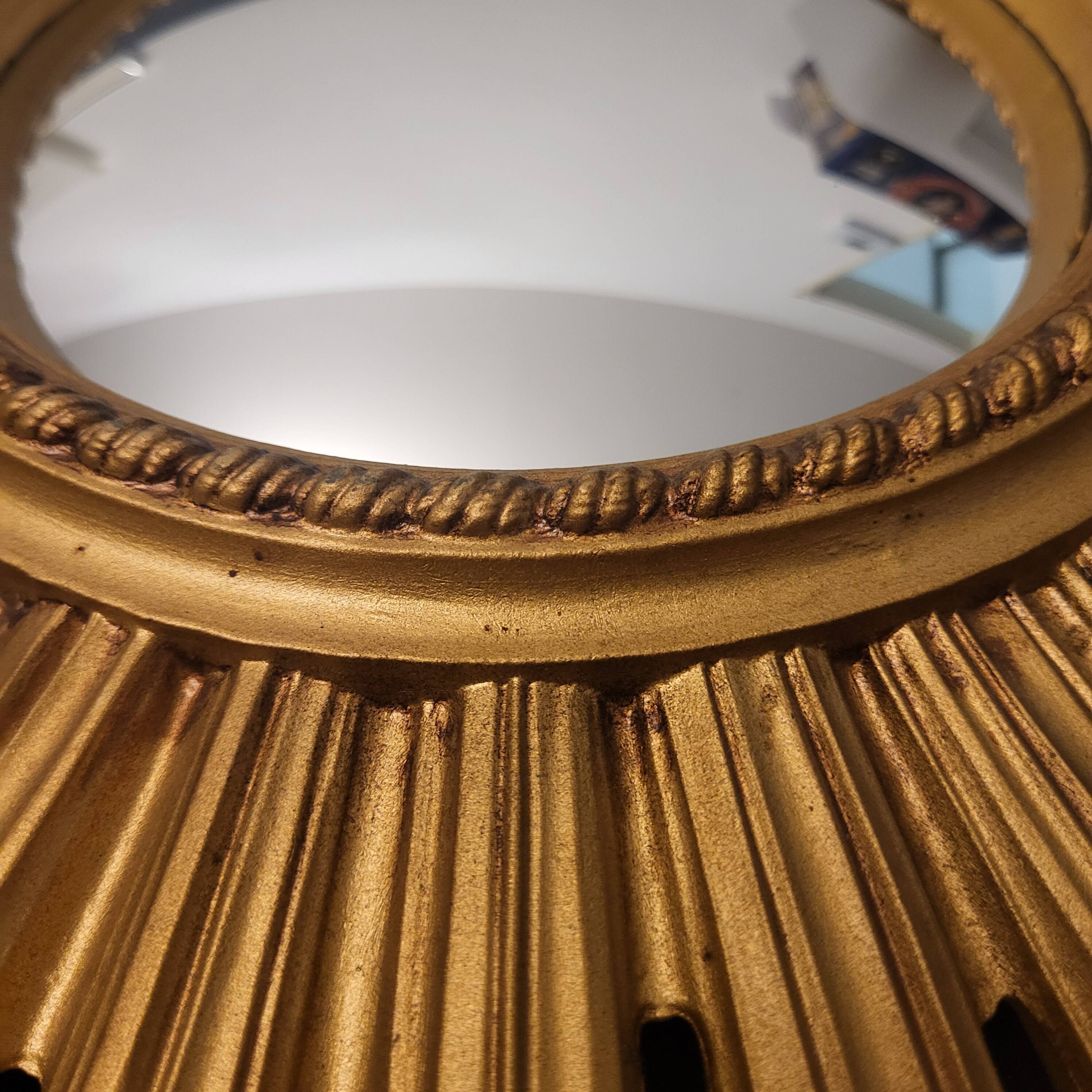 Grand miroir soleil, œil de sorcière doré