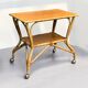 Vintage rattan and oak serving trolley 1960