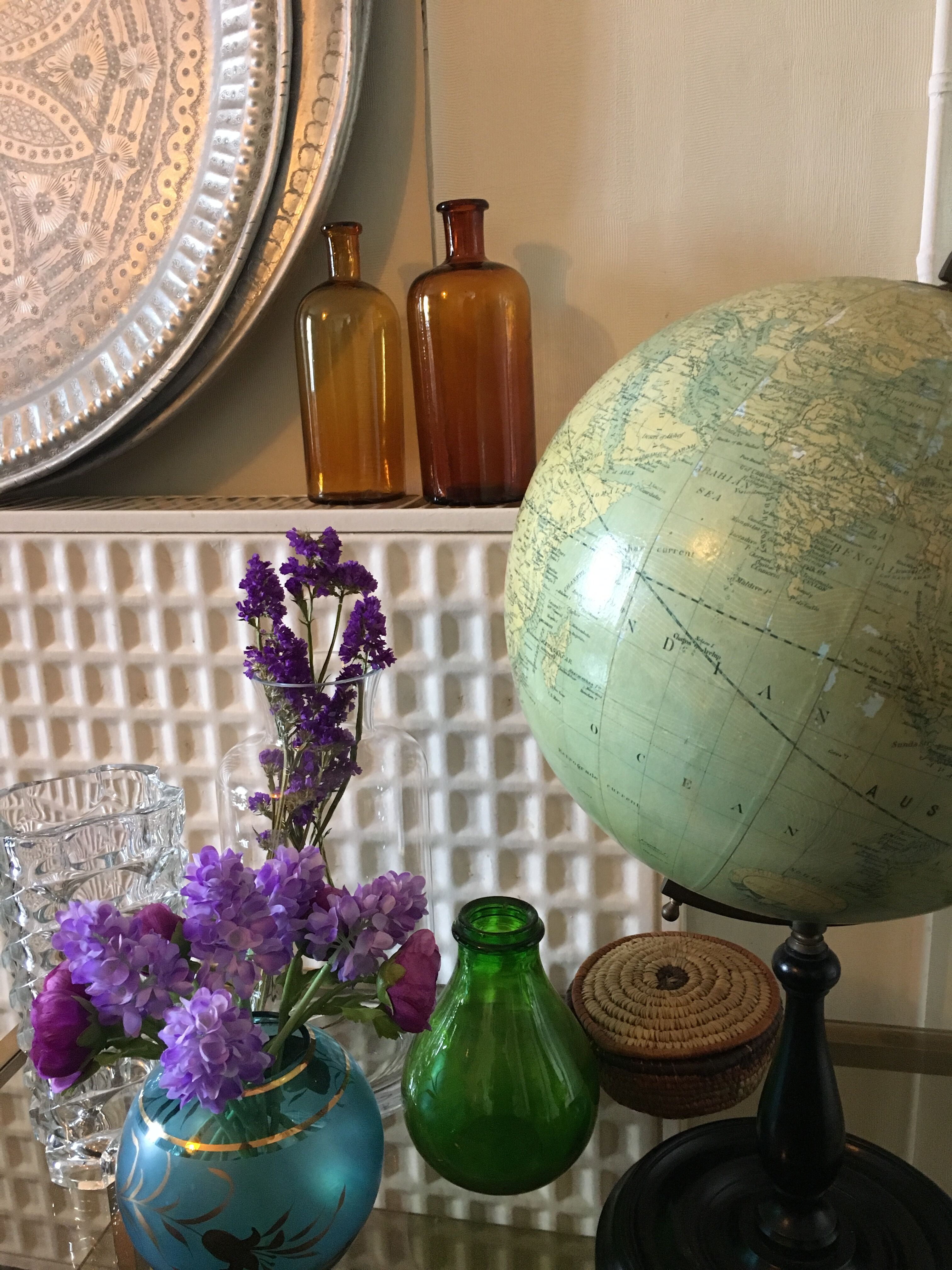 Duo of amber apothecary bottles