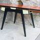 Vintage table with extension cords and orange-red formica drawers feet compass - 1960