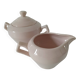 Art Deco sugar bowl and milk jug Céranord Saint-Amand pale pink