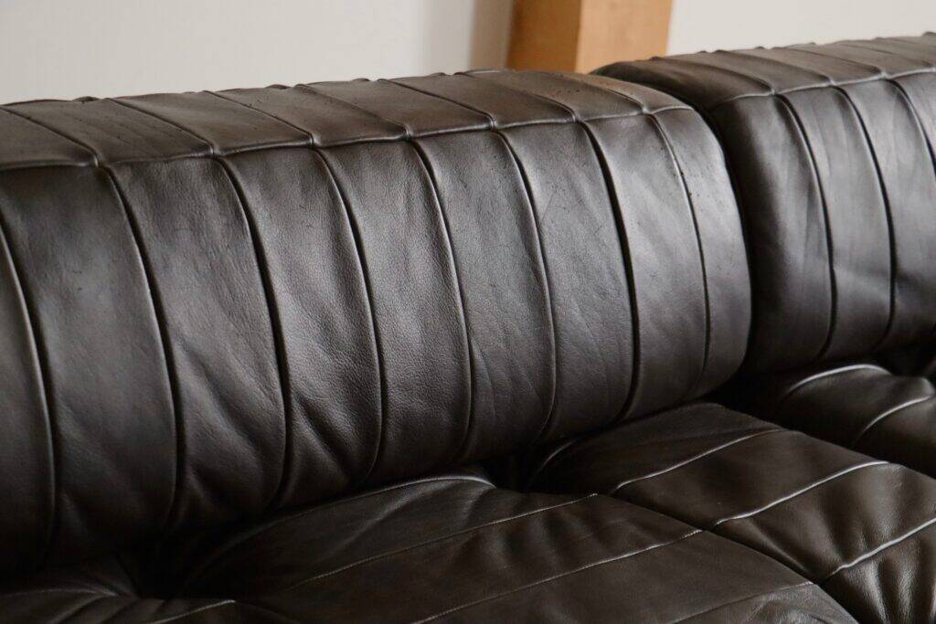 De Sede DS-88 modular sofa in dark brown patchwork leather, Switzerland 1970s