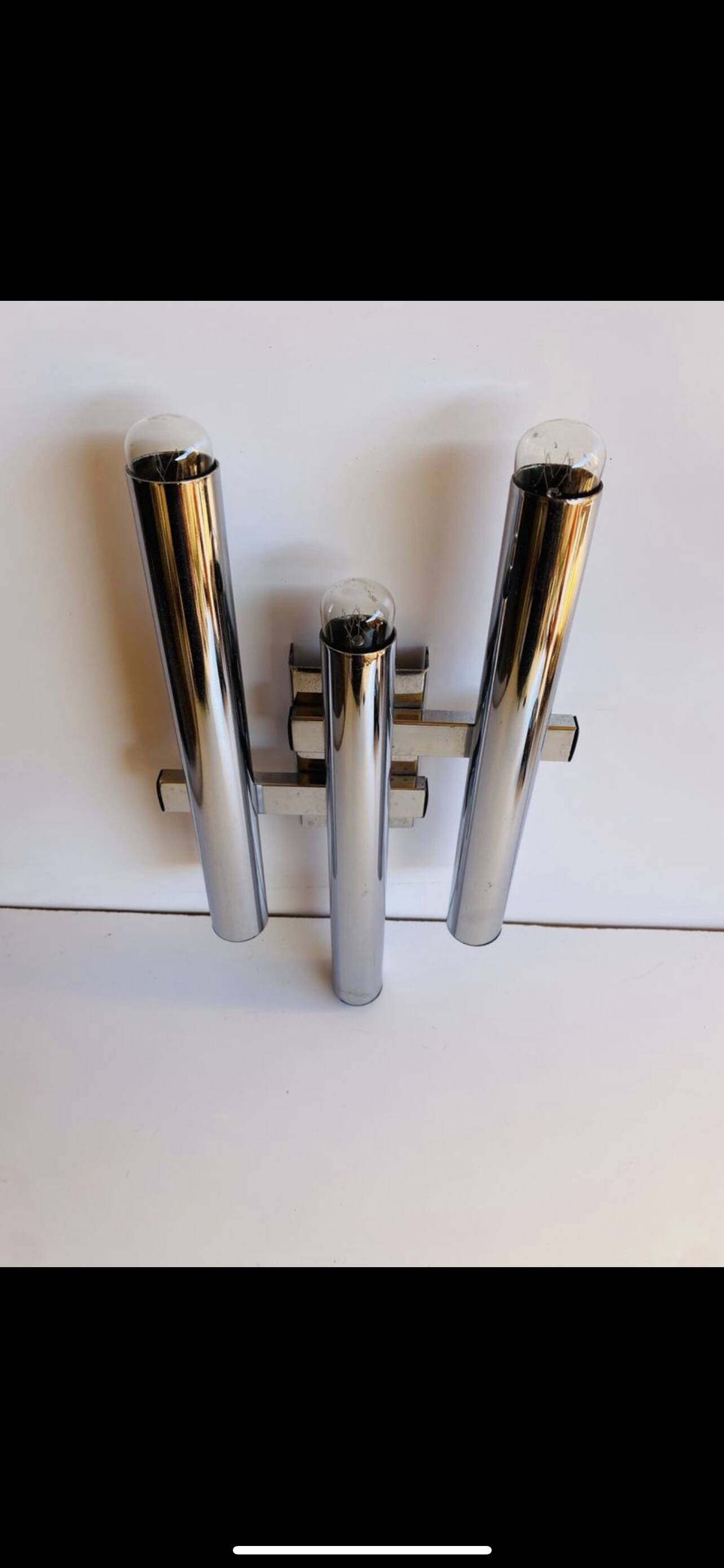 Sciolari Wall lamp metal Chrome Space Age, Italy 1970s