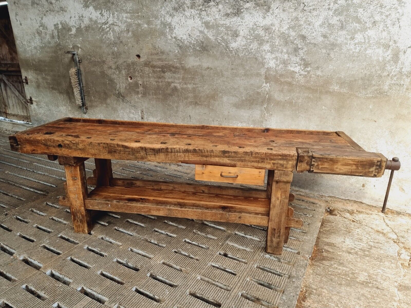 Antique workbench oak, beech side table
